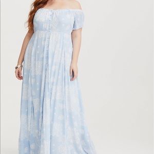 Torrid Light Blue Paisley Maxi Dress - Size 1